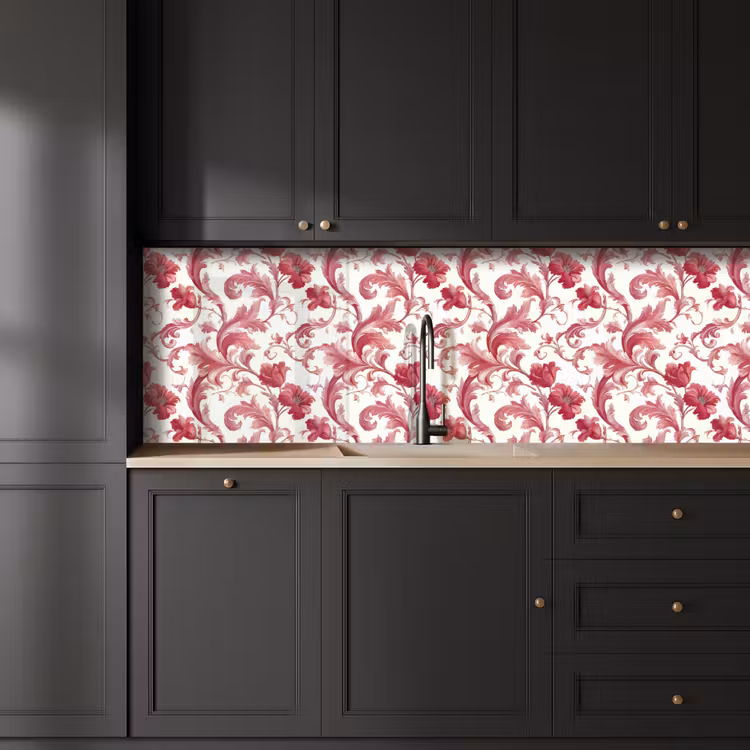 Barok - Patroon - Rood keuken achterwand 2 groot 857 -sfeer1