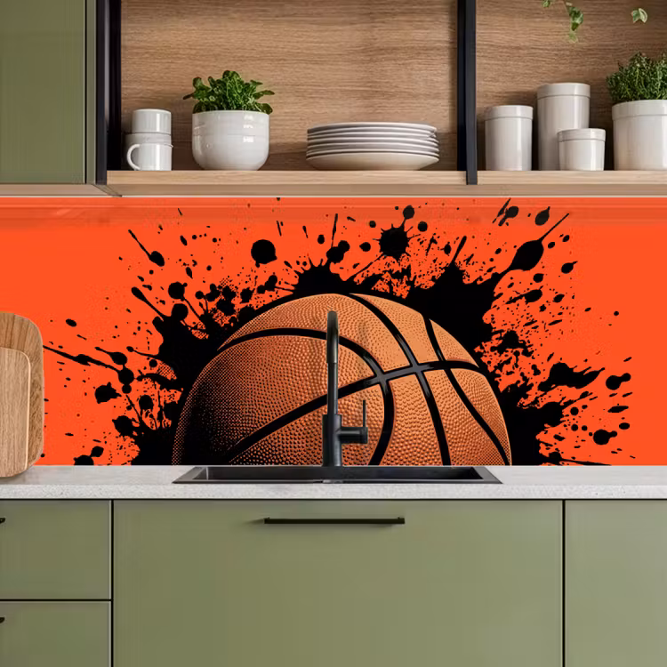 Basketbal - Verf - Sport - Oranje keuken achterwand 2 middel -sfeer3