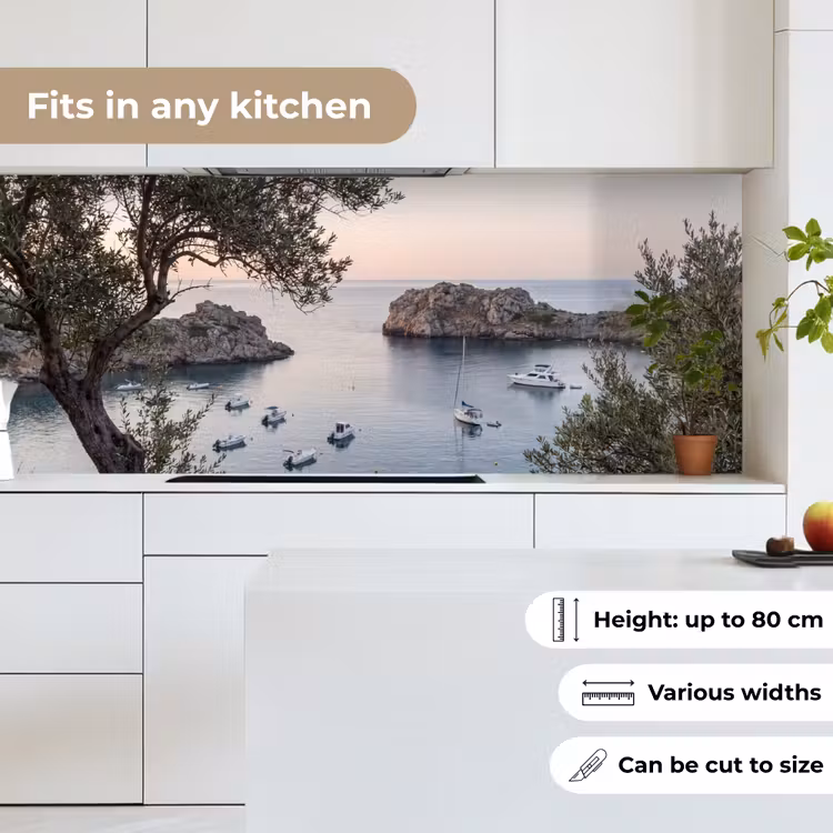 Kitchen Wall Splashback - Bay - boats - sunset - Baai - boten - zonsondergang keuken achterwand 2 middel