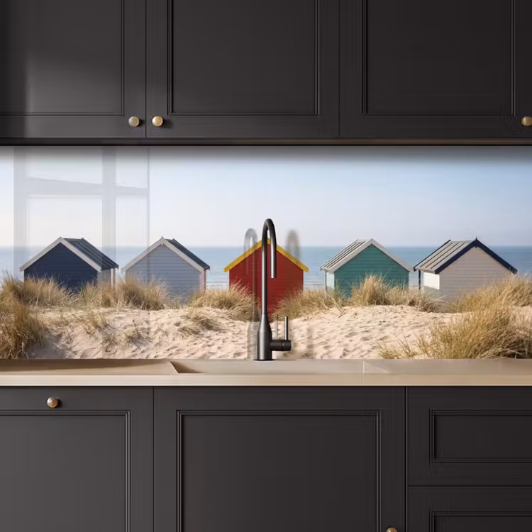 Strand - Huisjes - Kleurrijk - Duinen keuken achterwand 2 middel -sfeer1