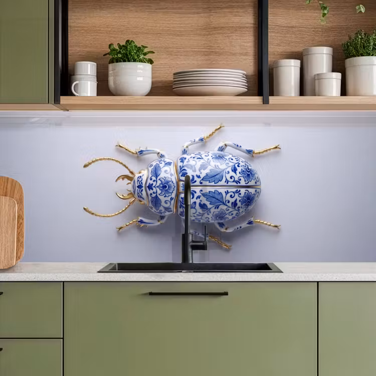 Kever - Delfts  - Blauw - Goud keuken achterwand 2 middel -sfeer3