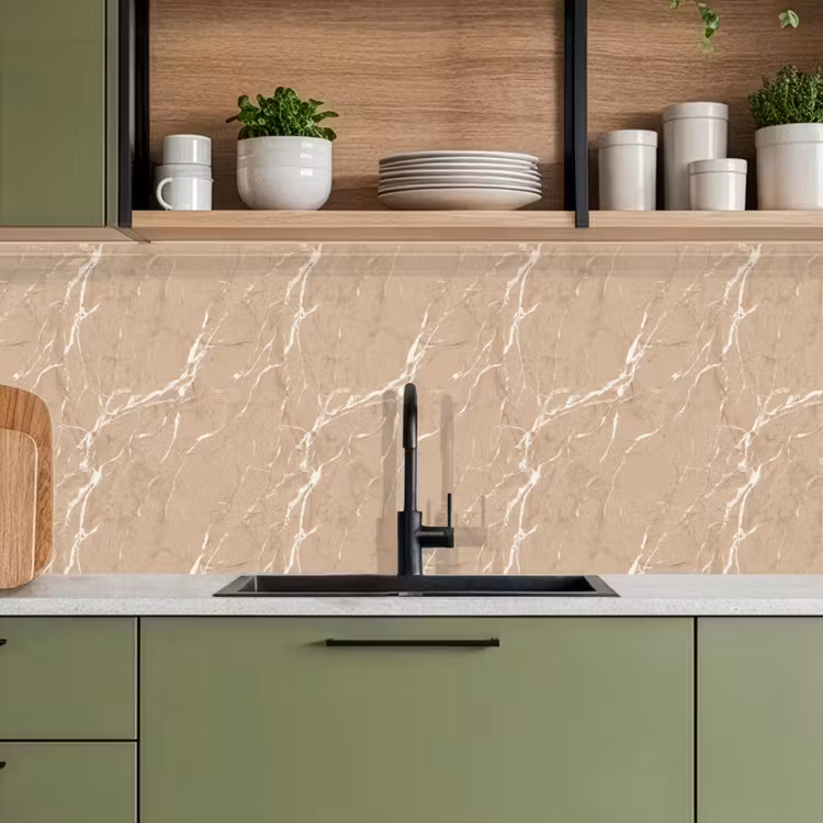 Beige - Marmer - Organisch - Wit keuken achterwand 2 middel 871 -sfeer3