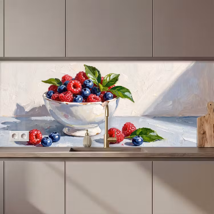 Kitchen Wall Splashback - Berries - Bowl - Food - Bessen - Kom - Eten keuken achterwand 2 middel zz_3dshopping