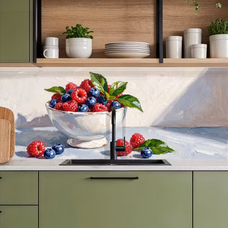Kitchen Wall Splashback - Berries - Bowl - Food - Bessen - Kom - Eten keuken achterwand 2 middel