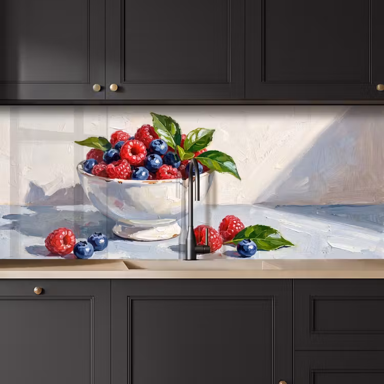 Kitchen Wall Splashback - Berries - Bowl - Food - Bessen - Kom - Eten keuken achterwand 2 middel