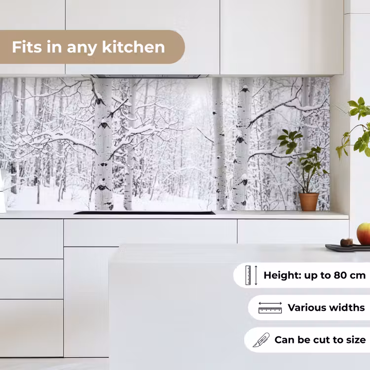 Berkenbomen - Sneeuw - Winter - Bos - Wit keuken achterwand 2 middel -sfeer4_UK
