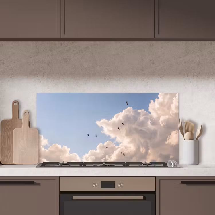 Vogel - Vlucht - Wolken - Natuur - Blauw keuken achterwand spatscherm middel -sfeer2