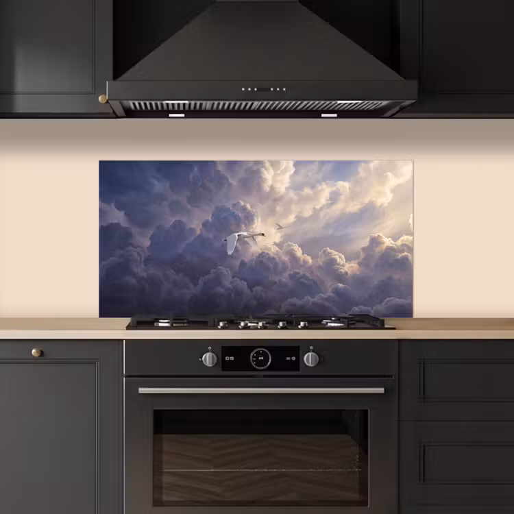 Vogel - Vliegend - Natuur - Wit - Wolken keuken achterwand spatscherm middel -sfeer1