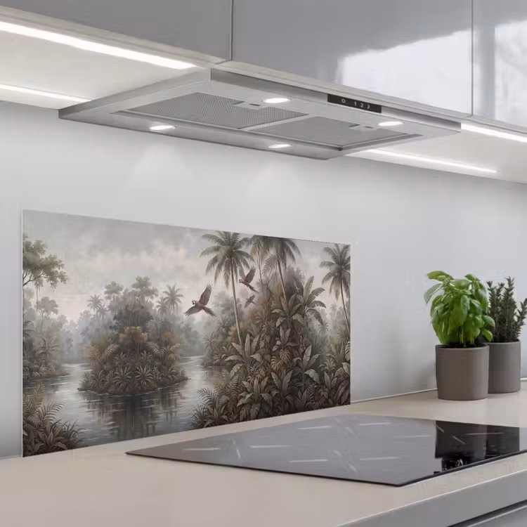 Vogel - Vliegend - Tropisch - Landschap - Klassiek keuken achterwand spatscherm middel -3d_schuin