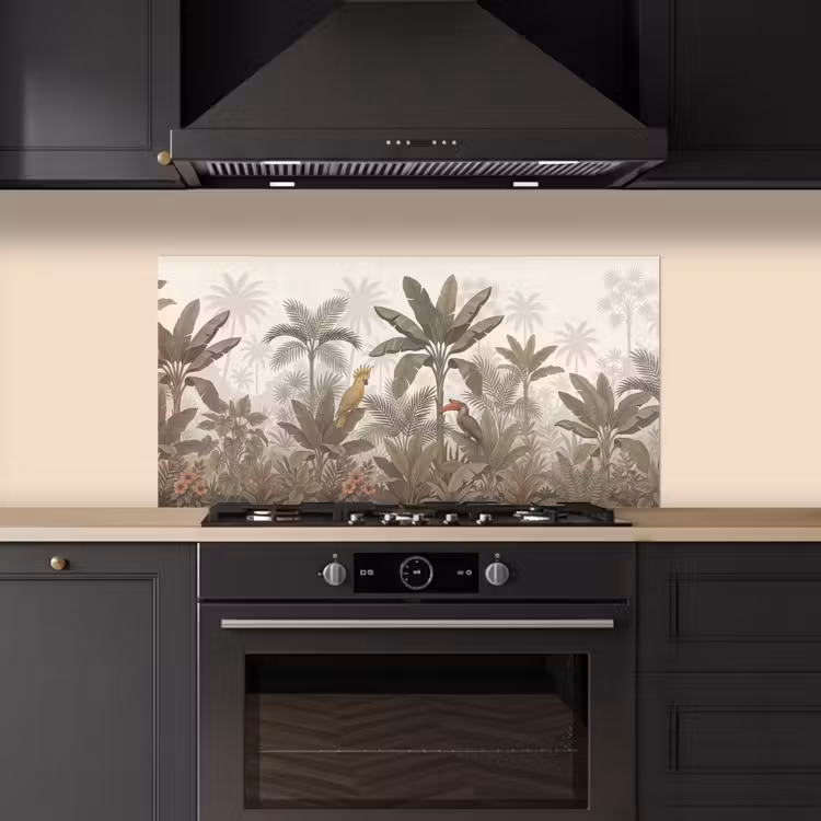 Vogel - Jungle - Tropisch - Illustratie - Groen keuken achterwand spatscherm middel -sfeer1