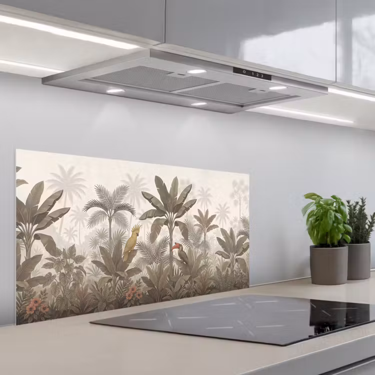 Vogel - Jungle - Tropisch - Illustratie - Groen keuken achterwand spatscherm middel -3d_schuin