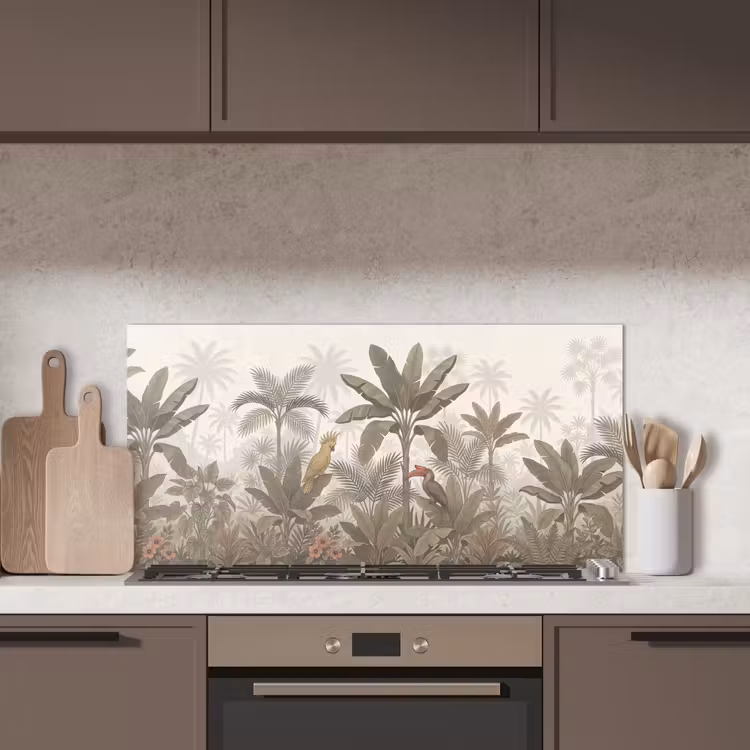 Vogel - Jungle - Tropisch - Illustratie - Groen keuken achterwand spatscherm middel -sfeer2