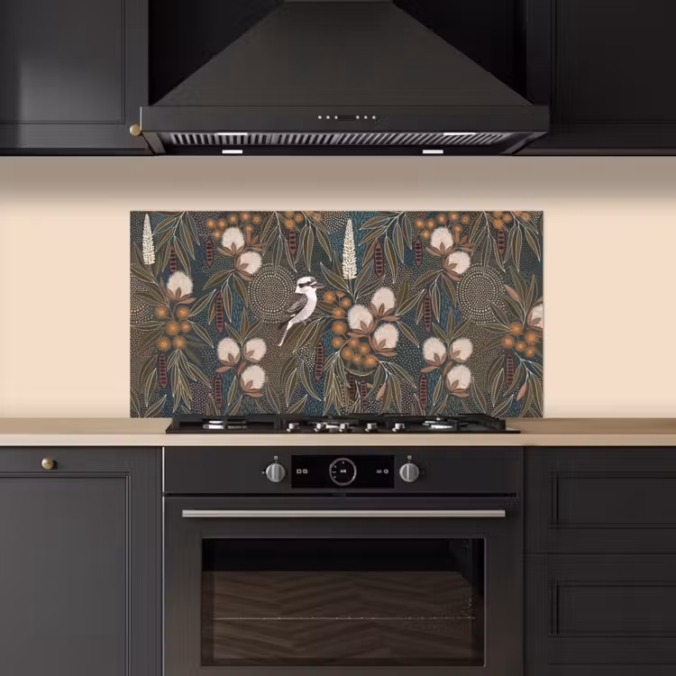 Vogel - Bladeren - Natuur - Illustratie - Groen keuken achterwand spatscherm middel -sfeer1