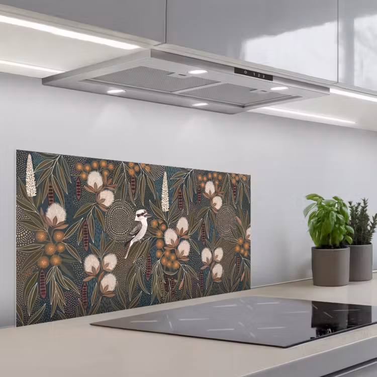Vogel - Bladeren - Natuur - Illustratie - Groen keuken achterwand spatscherm middel -3d_schuin