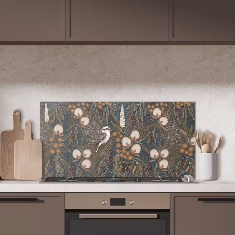 Vogel - Bladeren - Natuur - Illustratie - Groen keuken achterwand spatscherm middel -sfeer2