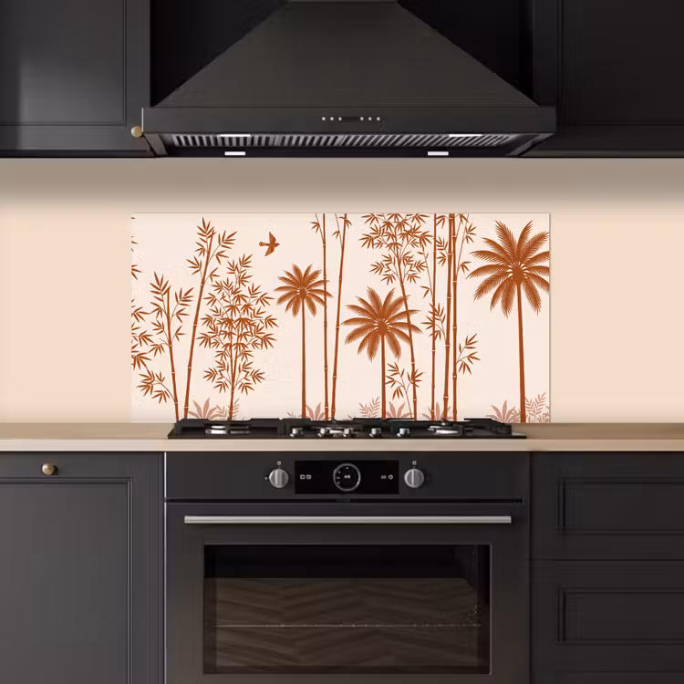 Vogel - Boom - Tropisch - Minimalistisch - Bruin keuken achterwand spatscherm middel -sfeer1