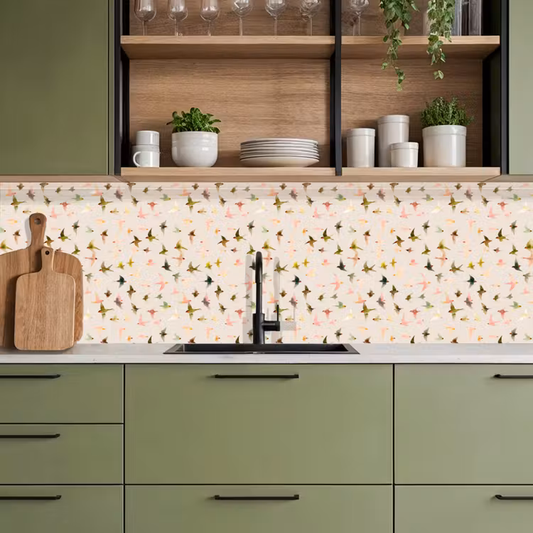 Vogels - Vliegen - Kleurrijk keuken achterwand 2 groot 857 -sfeer3