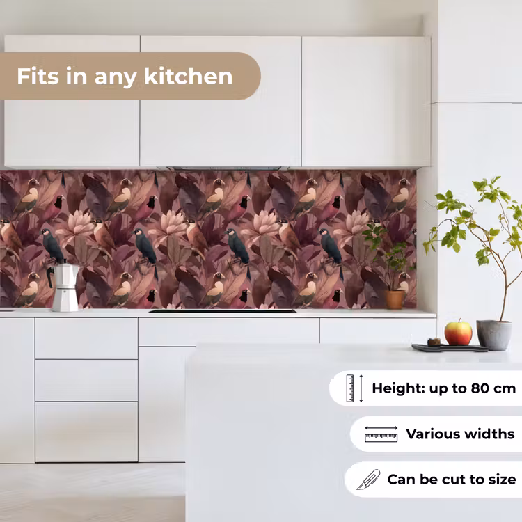 Vogels - Bladeren - Roze keuken achterwand 2 groot 857 -sfeer4_UK
