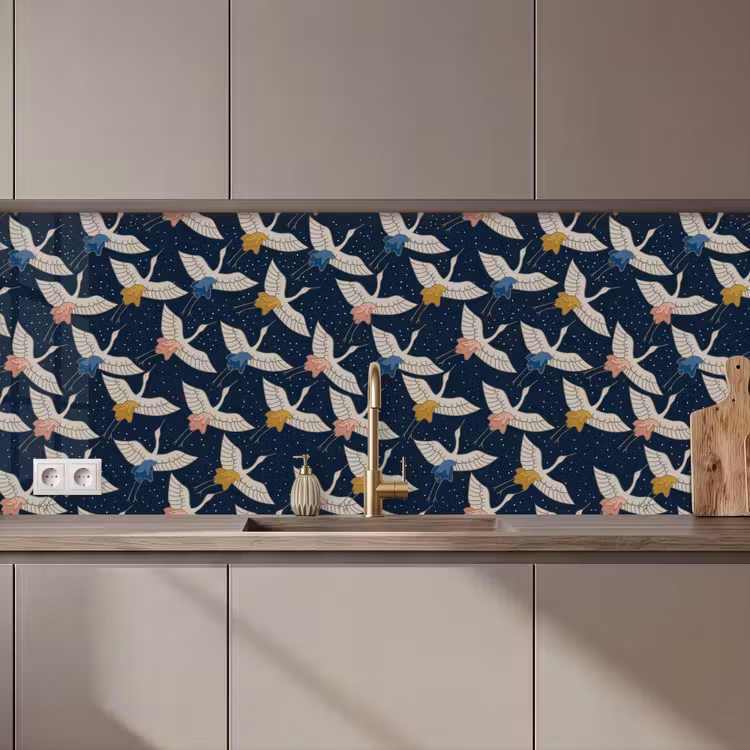 Vogels - Nacht - Japan - Patronen keuken achterwand 2 middel 871 zz_3dshopping