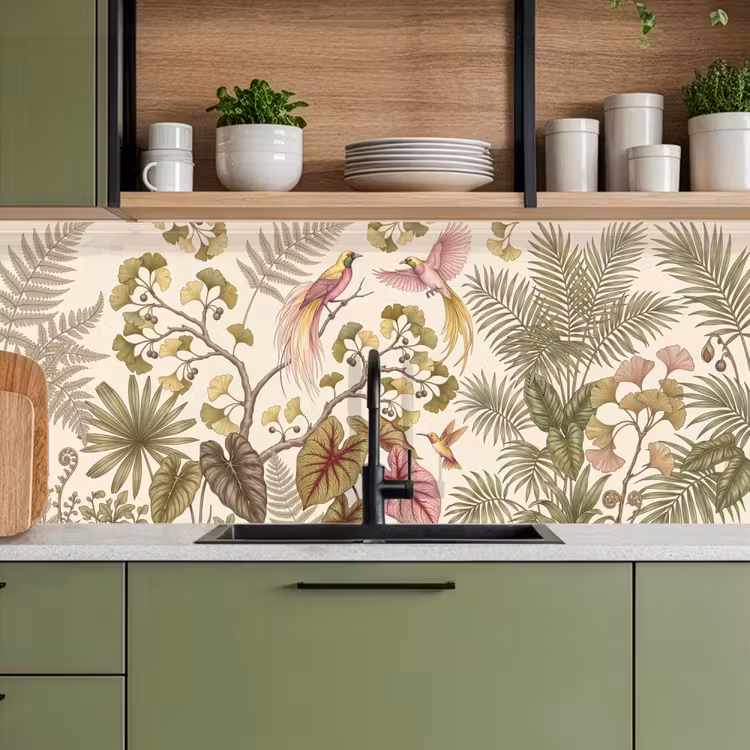 Vogels - Tropisch - Botanisch - Roze keuken achterwand 2 middel -sfeer3