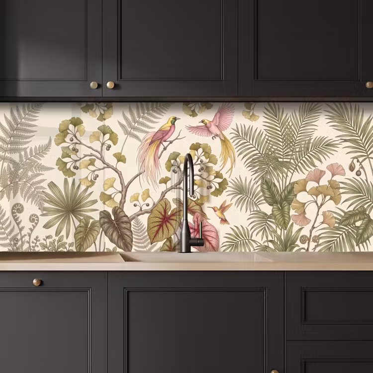Vogels - Tropisch - Botanisch - Roze keuken achterwand 2 middel -sfeer1