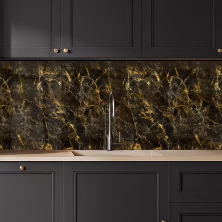 Zwart - Marmer - Goud keuken achterwand 2 middel 871 -sfeer1