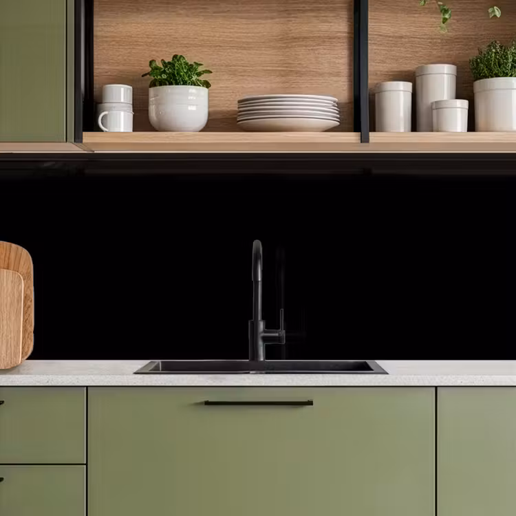 Zwart - Effen kleur keuken achterwand 2 middel 871 -sfeer3