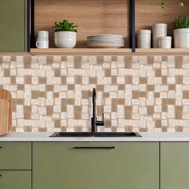 Blok - Patroon - Bruin keuken achterwand 2 middel 871 -sfeer3