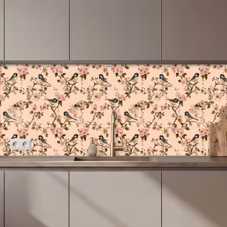 Bloesem - Koolmees - Roze keuken achterwand 2 middel 871 zz_3dshopping