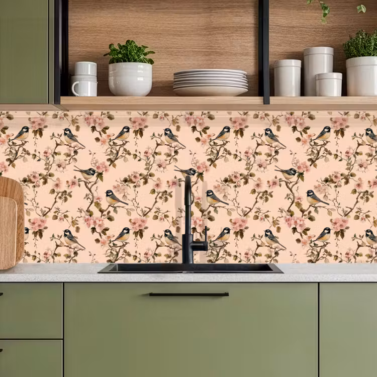 Bloesem - Koolmees - Roze keuken achterwand 2 middel 871 -sfeer3
