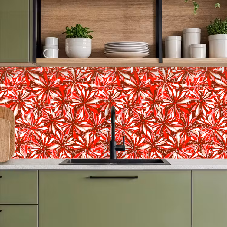 Bloesem - Rood - Patronen - Bloemen keuken achterwand 2 middel 871 -sfeer3