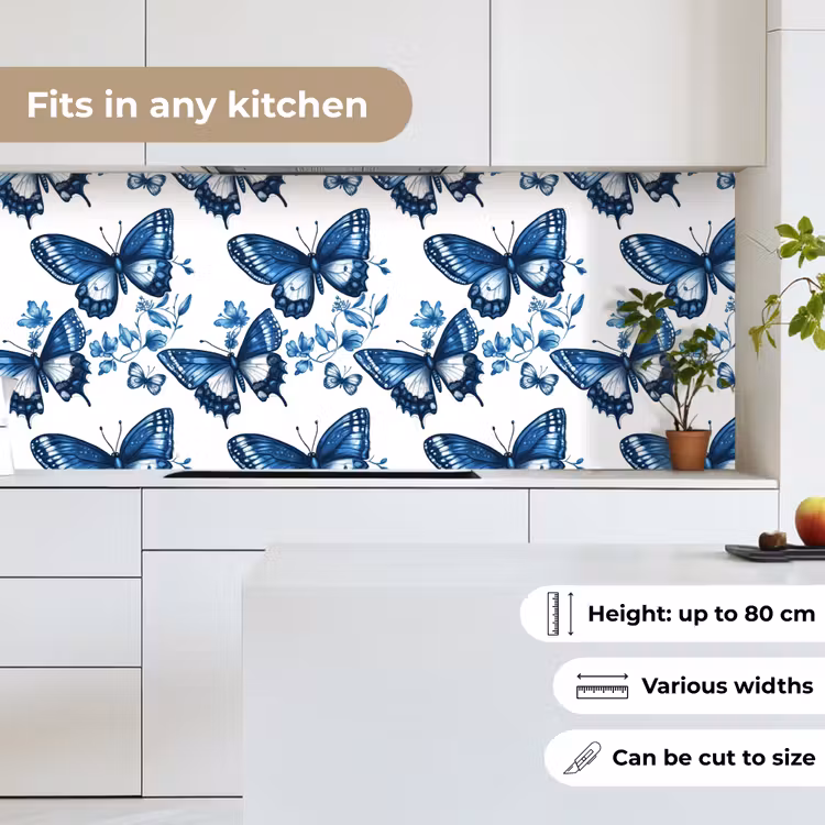 Blauw - Vlinders - Bloemen - Wit keuken achterwand 2 middel 871 -sfeer4_UK