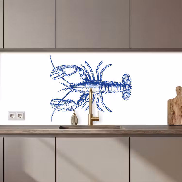 Blauw - Kreeft - Wit keuken achterwand 2 middel zz_3dshopping