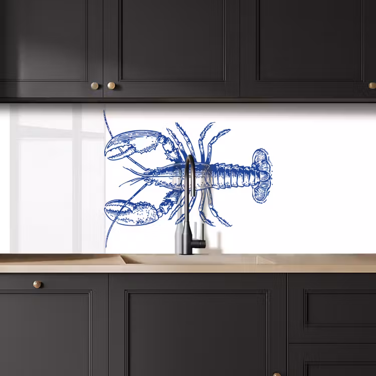 Blauw - Kreeft - Wit keuken achterwand 2 middel -sfeer1