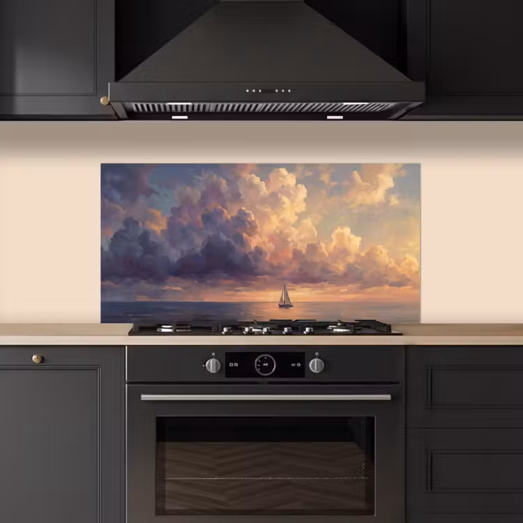 Boot - Zonsondergang - Zee - Natuur - Goud keuken achterwand spatscherm middel -sfeer1