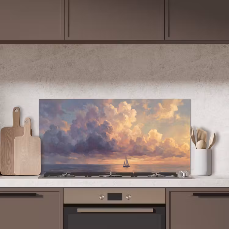 Boot - Zonsondergang - Zee - Natuur - Goud keuken achterwand spatscherm middel -sfeer2
