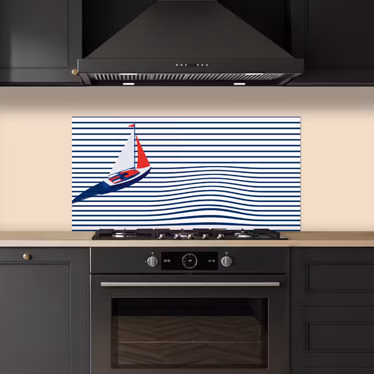Boot - Water - Abstract - Blauw keuken achterwand spatscherm middel -sfeer1