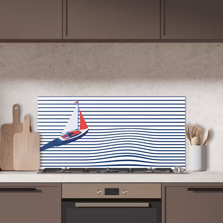 Boot - Water - Abstract - Blauw keuken achterwand spatscherm middel -sfeer2