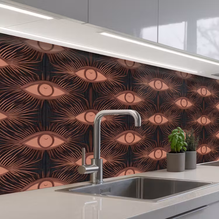 Boheems - Oog - Bruin keuken achterwand 2 groot 857 -3d_schuin