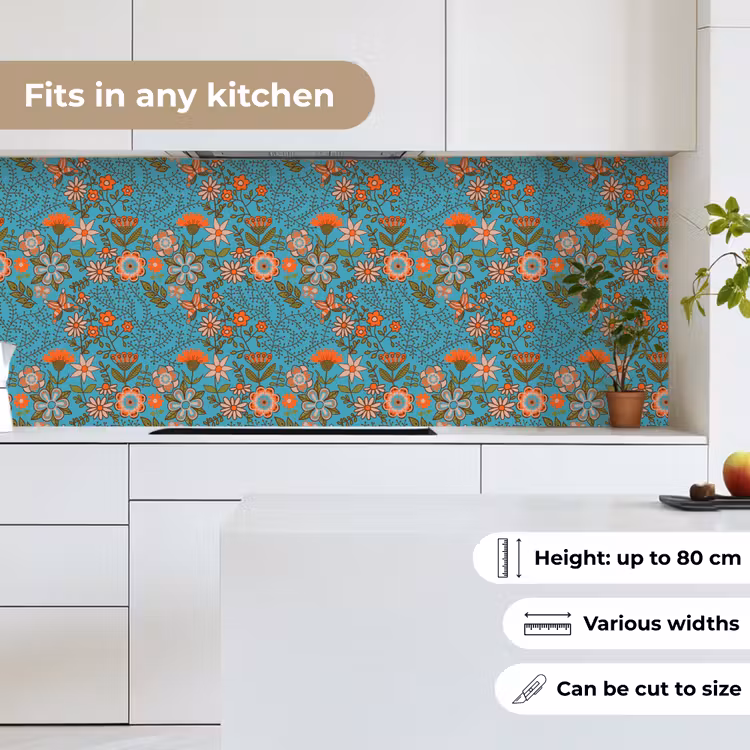 Bohemian - Bloemen - Oranje - Retro - Design keuken achterwand 2 middel 871 -sfeer4_UK