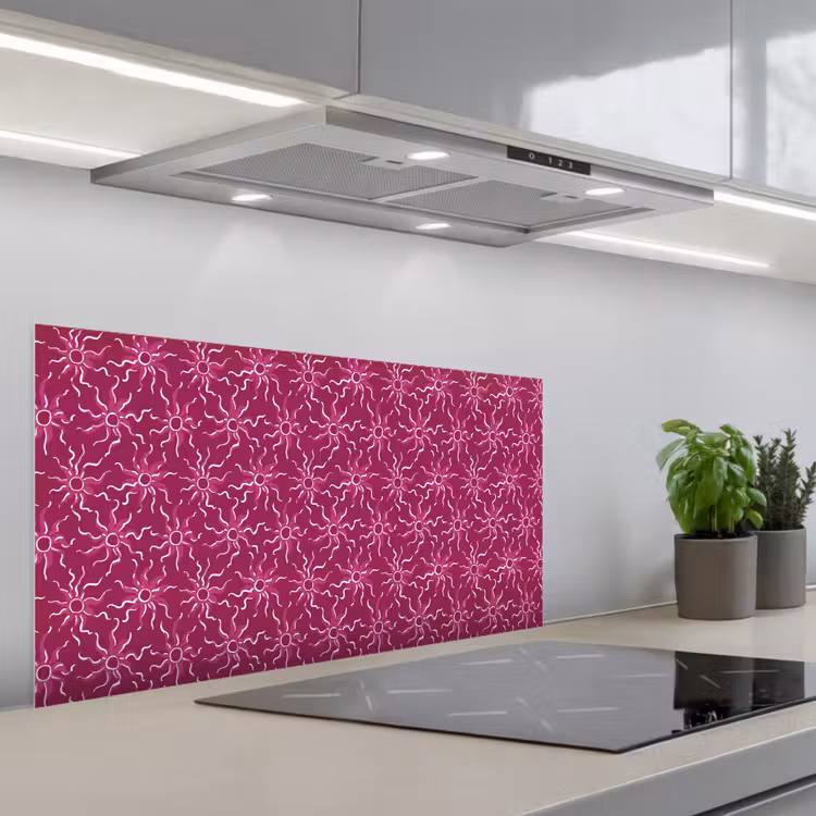 Bohemian - Zon - Magenta keuken achterwand spatscherm middel 899 -3d_schuin