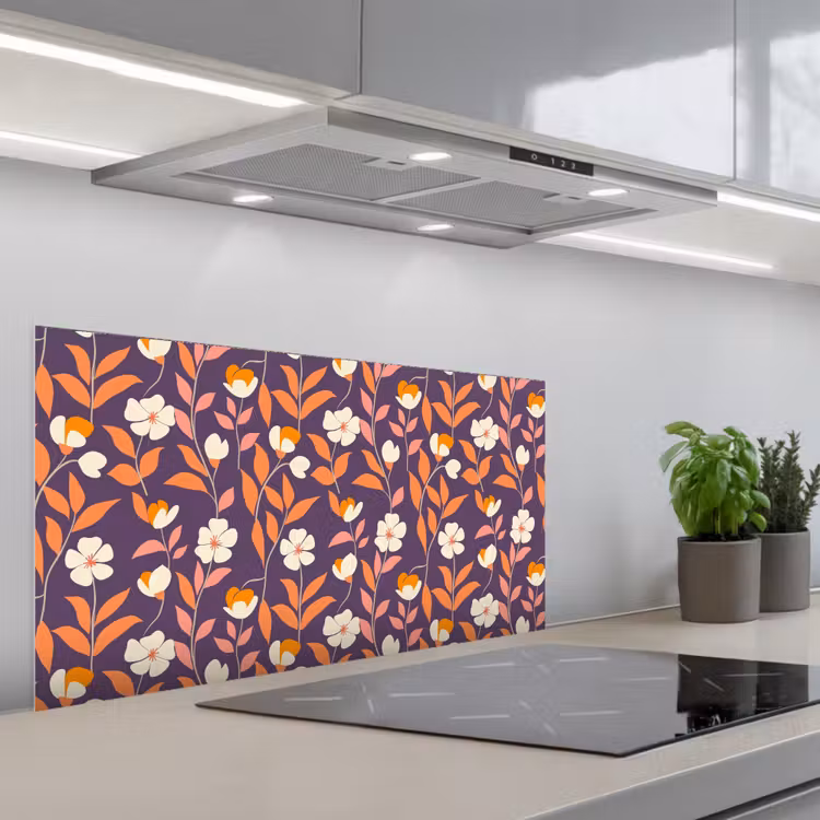 Boho - Vintage - Paars keuken achterwand spatscherm middel 899 -3d_schuin