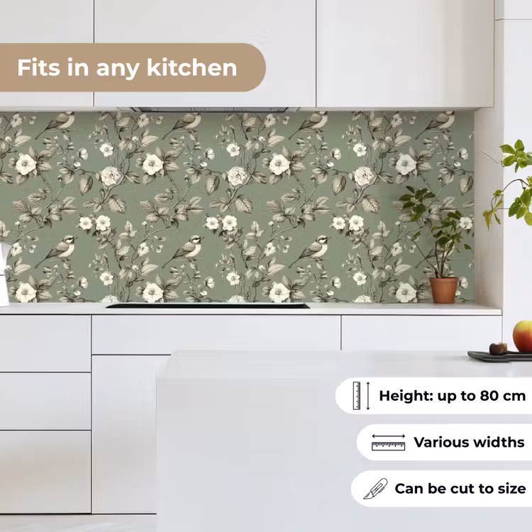 Botanisch - Vogels - Groen keuken achterwand 2 middel 871 -sfeer4_UK