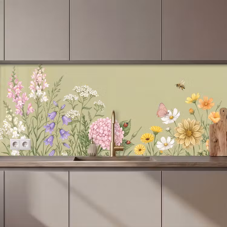 Botanisch - Bloemen - Kleurrijk keuken achterwand 2 middel zz_3dshopping