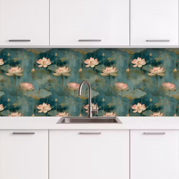 Botanisch - Bloemen - Roze keuken achterwand 2 groot 857 -3d