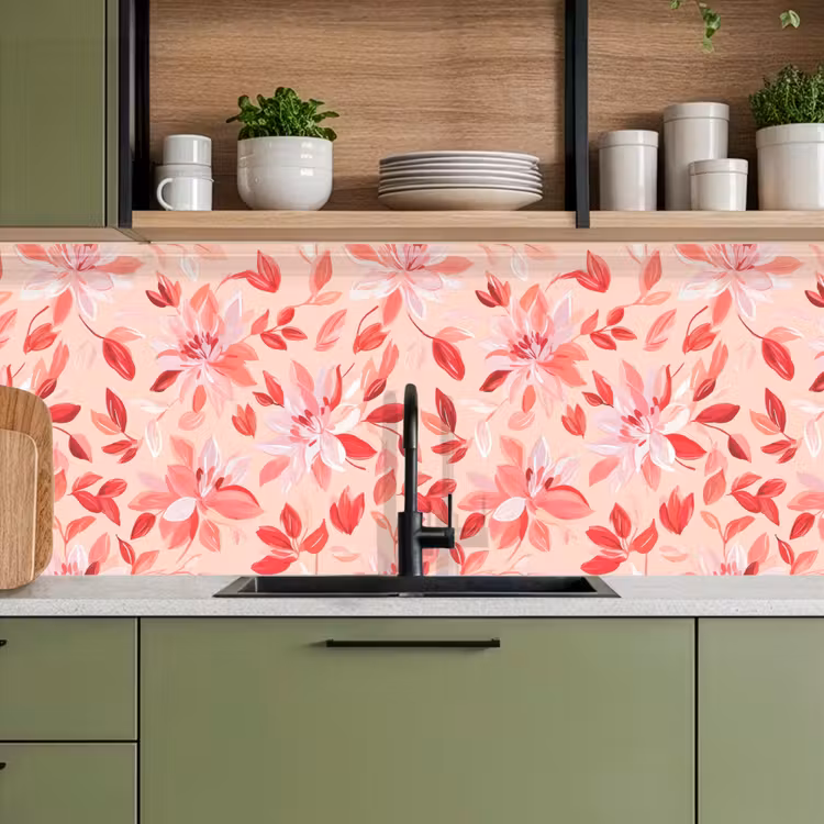 Botanisch - Bloemen - Rood keuken achterwand 2 middel 871 -sfeer3