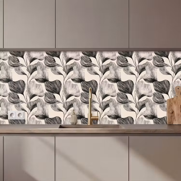 Botanisch - Bladeren - Zwart keuken achterwand 2 middel 871 zz_3dshopping