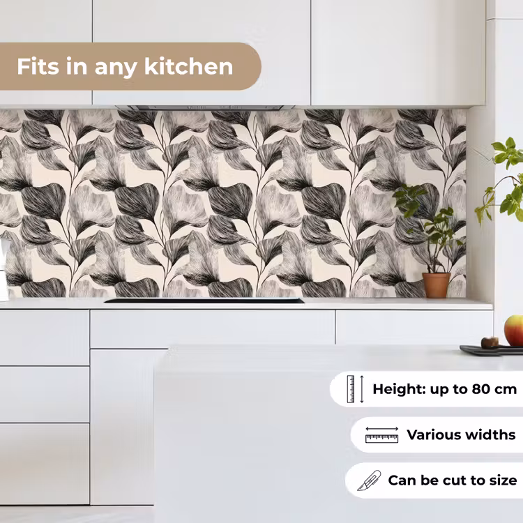 Botanisch - Bladeren - Zwart keuken achterwand 2 middel 871 -sfeer4_UK