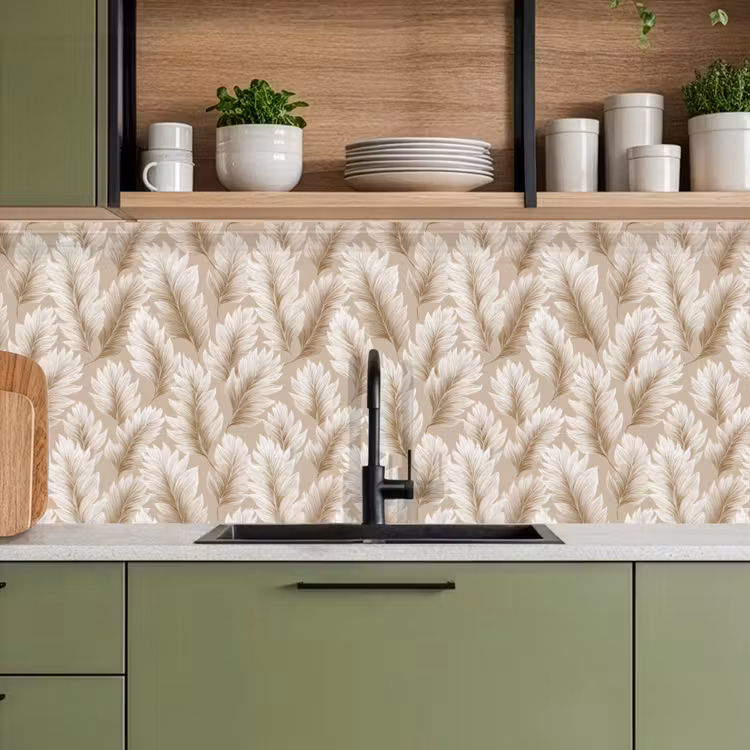 Botanisch - Patroon - Beige keuken achterwand 2 middel 871 -sfeer3