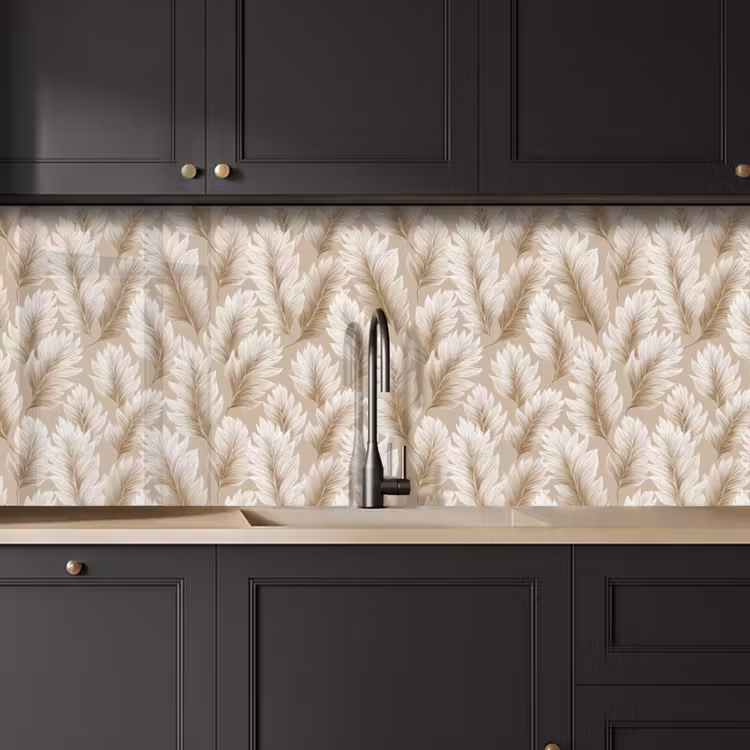 Botanisch - Patroon - Beige keuken achterwand 2 middel 871 -sfeer1